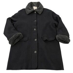 Nordstrom Women's Black 100% Wool Button Jacket with Liner, Size 8